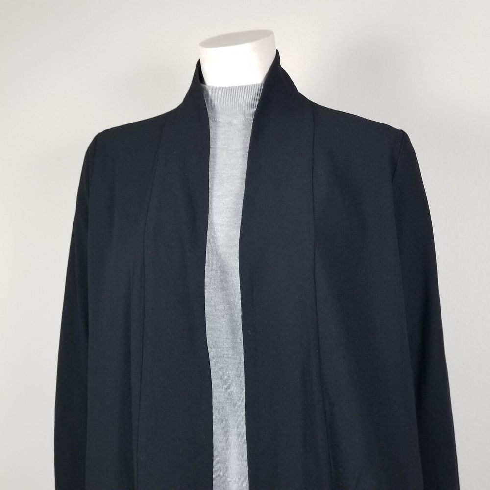 Eileen Fisher Black Viscose Blend Ponte Jersey Minimalist Longline Cardigan Sz M - Picture 3 of 14